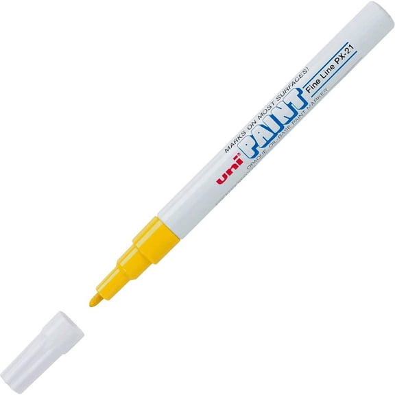 uni-ball Uni-Paint PX-21 Oil-Based Fine Point Marker - Fine Marker Point - Yellow Oil Based Ink - 1 Dozen