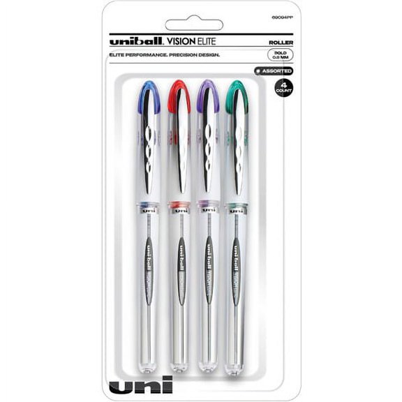 uni-ball Vision Elite Rollerball Pen - Bold Pen Point - 0.8 mm Pen Point Size - Refillable - Blue, Red, Green, Violet Pigment-based Ink - 4 / Pack | Bundle of 10 Packs