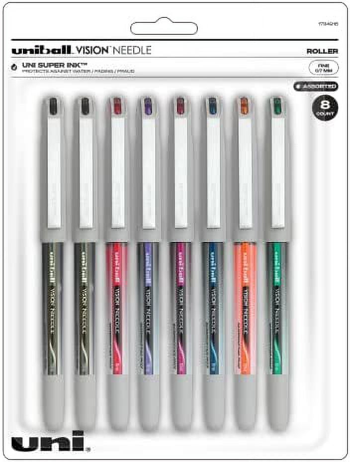 uni-ball Vision Needle Rollerball Pens Fine Point, 0.7mm, Assorted, 8 Pack