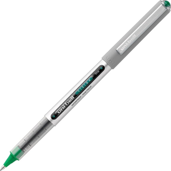 uni-ball Vision Roller Ball Stick Waterproof Pen Evergreen Ink Fine Dozen 60386