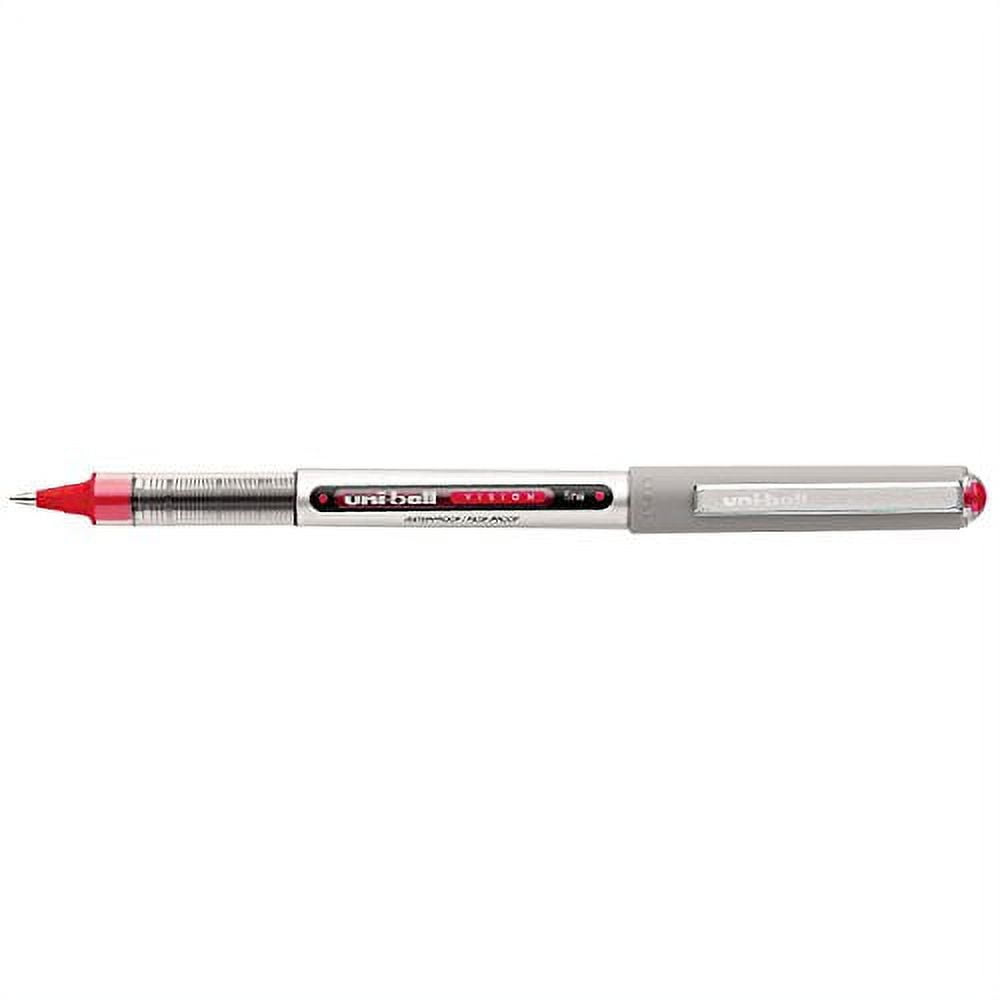 uni-ball Vision Roller Ball Stick Waterproof Pen, Red Ink, Fine, Dozen
