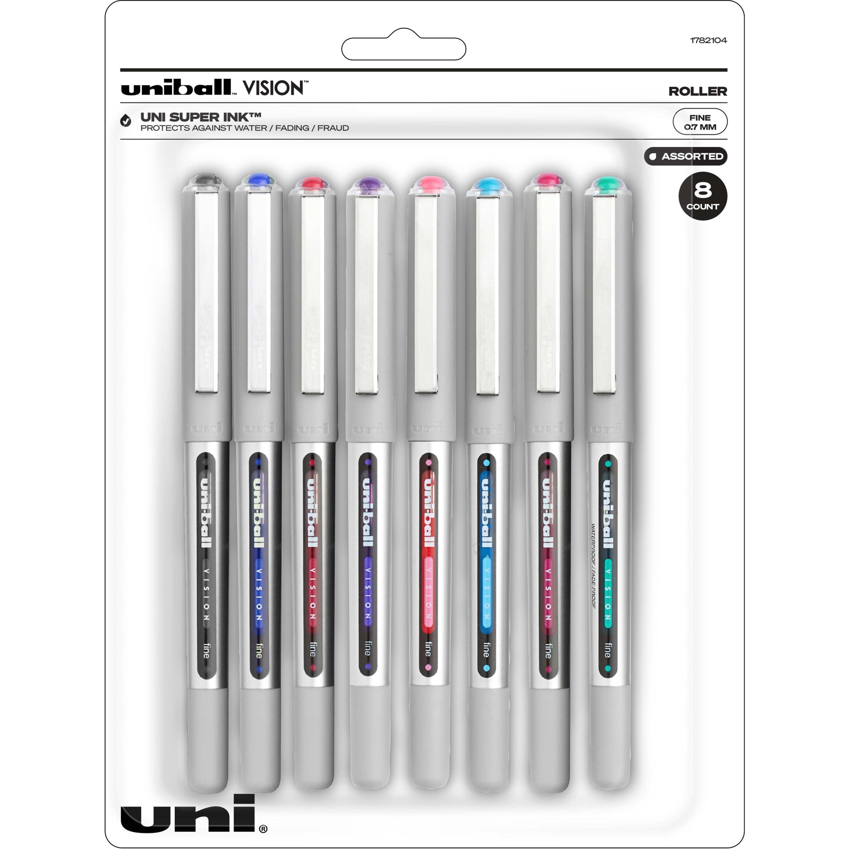 uniball&trade;, UBC1782104, Vision Rollerball Pen, 8 / Pack