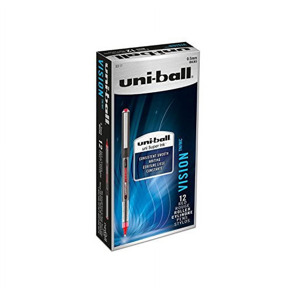 uni-ball Vision Rollerball Pens, Micro Point (0.5mm), Red, 12 Count