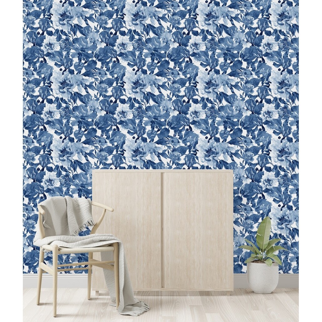 Blue Floral Peel And Stick Wallpaper
