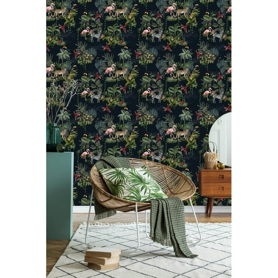 uniQstiQ Exotic Animals Wallpaper Peel and Stick and Prepasted 25"W x 125"H - Peel-and-Stick