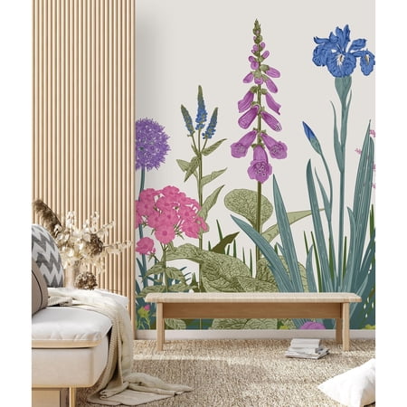 uniQstiQ Wildflowers on White Background Wallpaper Pre-Pasted 125"W x 125"H