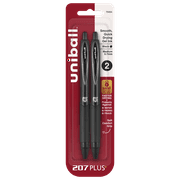 uniball™ 207 PLUS+ Retractable Gel Pen, Medium Point (0.7mm), Black, 2 Pack