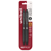uniball™ 207 PLUS  Retractable Gel Pen, Medium Point (0.7mm), Black, 2 Pack