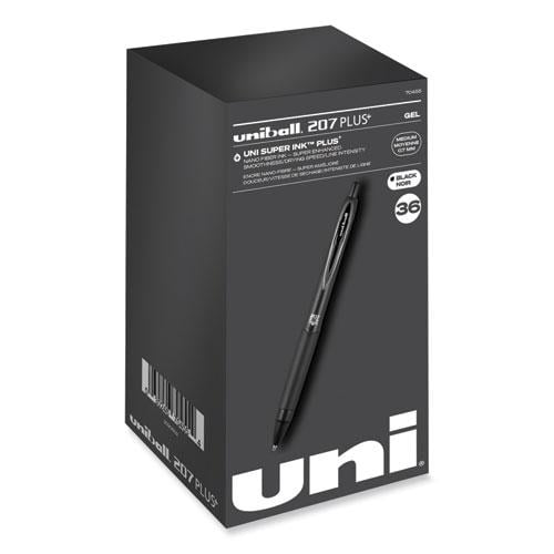 uniball 207 Plus+ Retractable Gel Pens, Medium Point (0.7mm), Black, 36 Value Pack