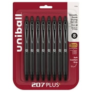 uniball™ 207 Plus+ Retractable Gel Pens, Medium Point (0.7mm), Black, 8 Pack