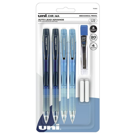 uniball CHROMA Mechanical Pencil, Medium Point, 0.7 mm, Assorted, 4 Count