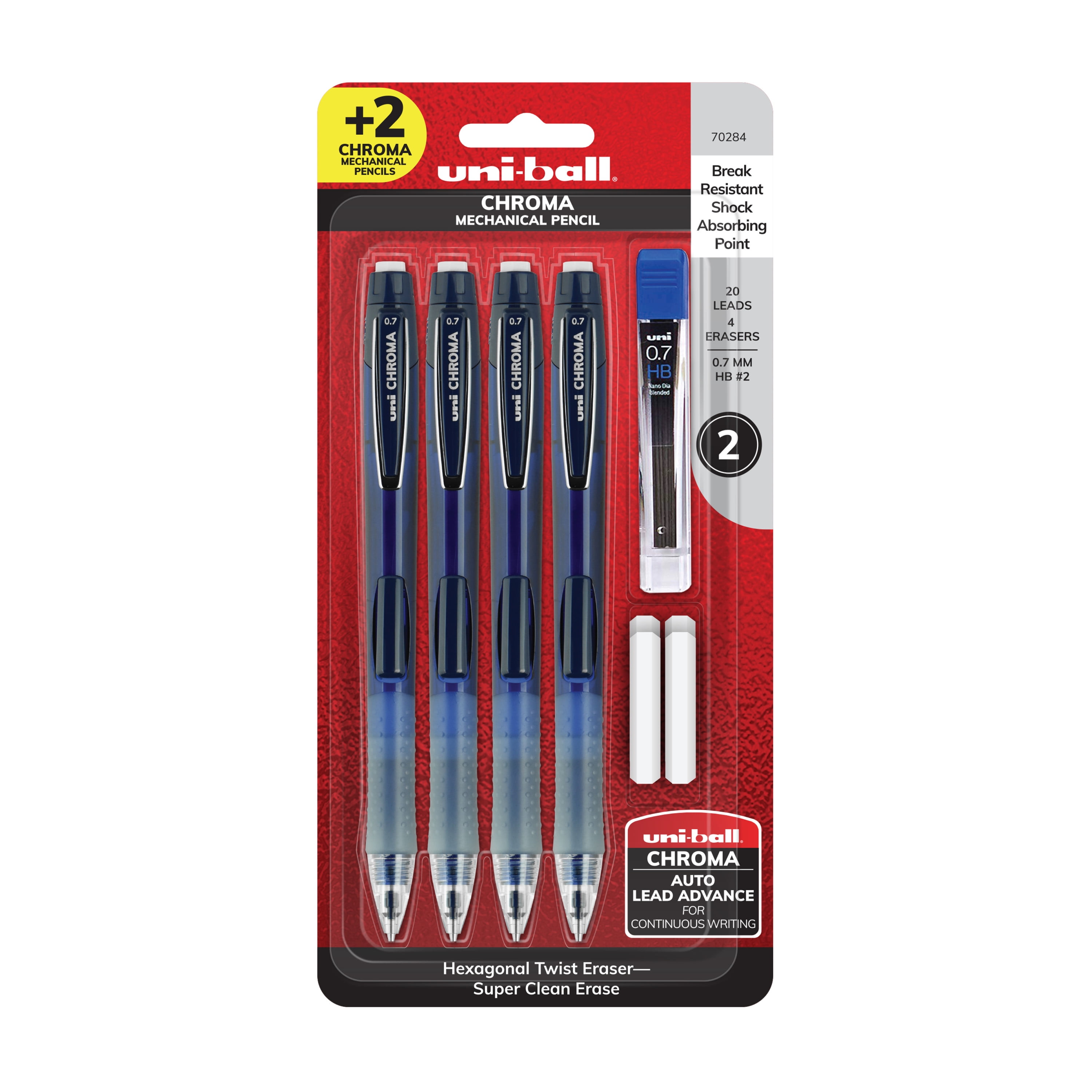 uniball CHROMA Mechanical Pencil, Medium Point, 0.7 mm, Cobalt, 4 Count