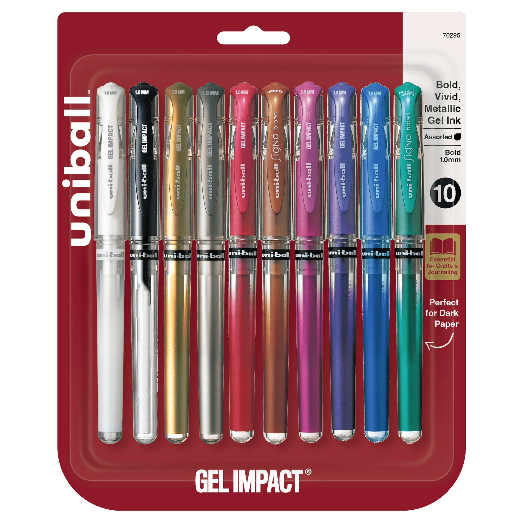 uniball™ Signo Gel Impact Pens, Bold Point (1.0mm), Assorted Metallic, 10 Pack