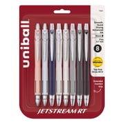 uniball Jetstream RT Retractable Ballpoint Pens, Fine Point, 0.7mm, Black Ink, 8 Count