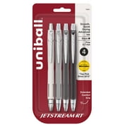 uniball™ Jetstream RT Ballpoint Pens, Fine Point (0.7mm), Black Ink, Retractable, 4 Count