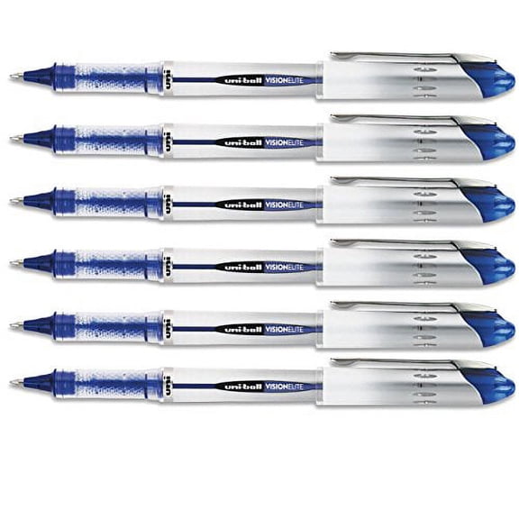 uniball Vision Elite Roller Ball Pen,Blue Ink, Bold 6 Pens Per Order (69024)