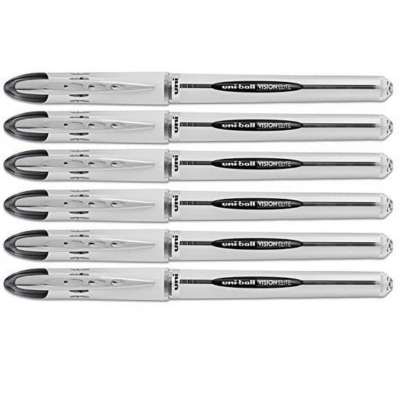 uniball Vision Elite Stick Bold Point Roller Ball, 6 Black Ink Pens (61231)