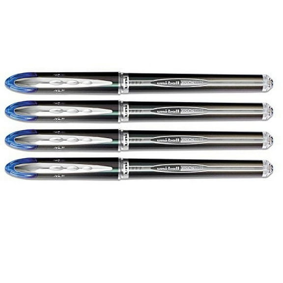 uniball Vision Elite Stick Roller Ball Pen, Blue, Super Fine, 4 Pens (69177)