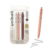 uniball Zento Retractable Gel Pens, Medium Point, 0.7mm, Boho Barrels, Black Ink, 4 Count