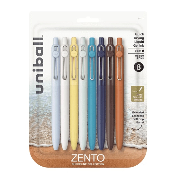 uniball Zento Retractable Liquid Gel Pens 8pk Medium Point 0.7mm in Harmony Assorted Colors