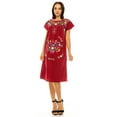 thumbnail image 1 of unik Embroidered Traditional Mexican Dress (Burgundy, L), 1 of 1