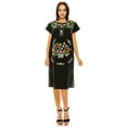 thumbnail image 1 of unik Embroidered Traditional Mexican Dress Colorful Flowers (Black 2, L), 1 of 3