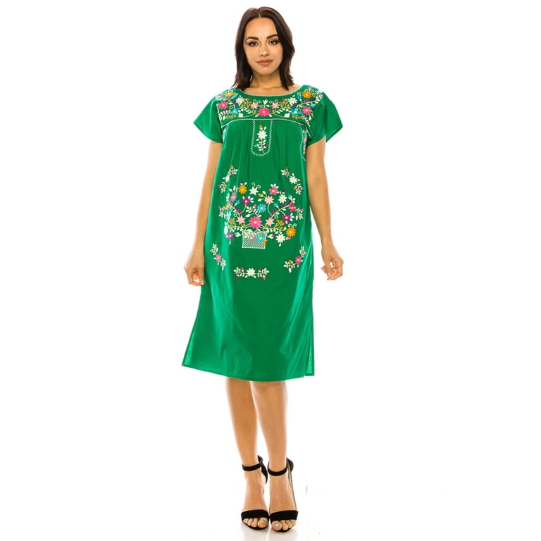 green emerald velvet dress Grosy Women's Embroidered Mexican Peasant Dresses, Plus Size Fiesta Boho  Dress for Women, Traditional Floral Bohemian Skirts (Small, Black-1) at  Amazon Women's Clothing store main image 1