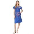 thumbnail image 1 of unik Embroidered Traditional Mexican Dress (Royal Blue, M), 1 of 1