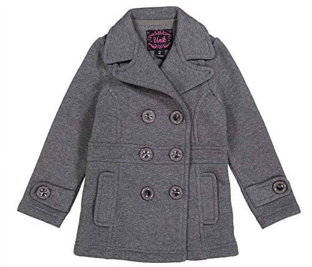unik Girl Fleece Coat with Buttons, Dark Grey Size 2 - image 1 of 6