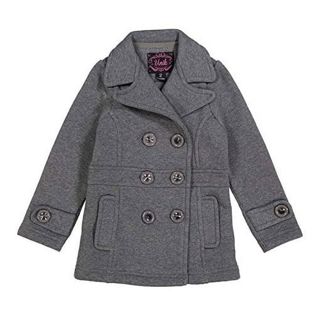 unik Girl Fleece Coat with Buttons, Dark Grey Size 2