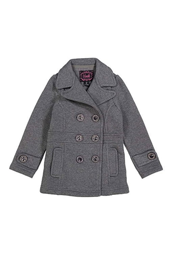 Girl Fleece Coat with Buttons, Dark Grey Size Small