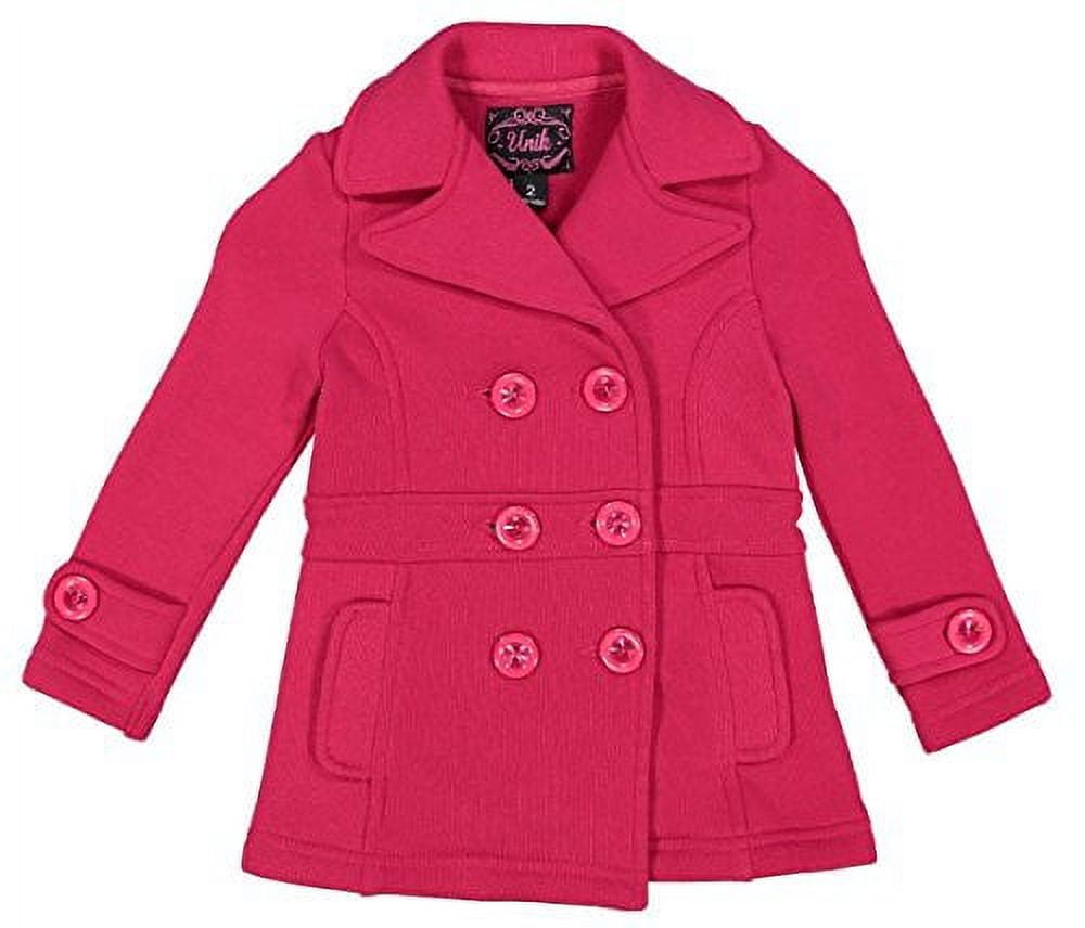 unik Girl Fleece Coat with Buttons, Fuchsia Size XLarge