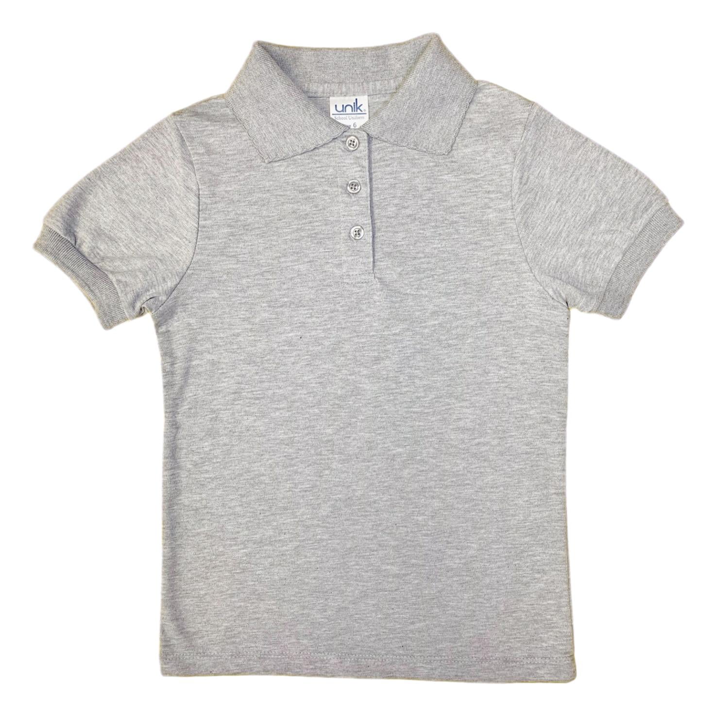 unik Girl s Premium Uniform Polo Shirt Short Sleeve Grey Size 8