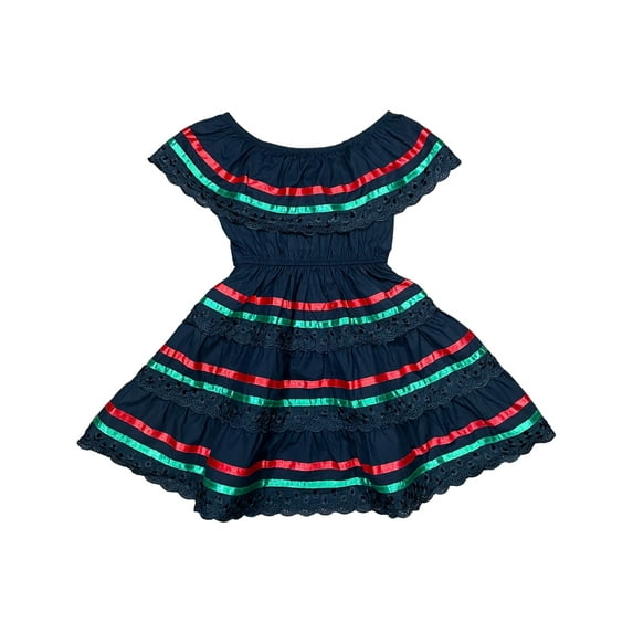 unik Girl's Traditional Mexican Cinco De Mayo Fiesta Dress Black 4