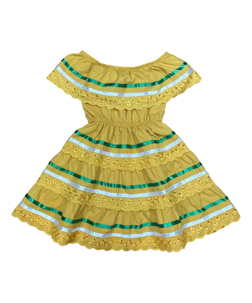 unik Girl's Traditional Mexican Cinco De Mayo Fiesta Dress Honey Size 3