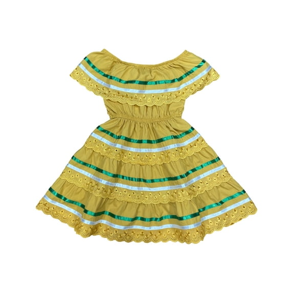 unik Girl's Traditional Mexican Cinco De Mayo Fiesta Dress Honey Size 3