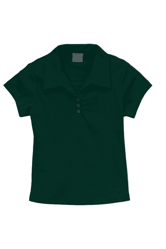 Girl's Uniform Triple Button Collar Shirt Short Sleeve, Hunter Green Size 10