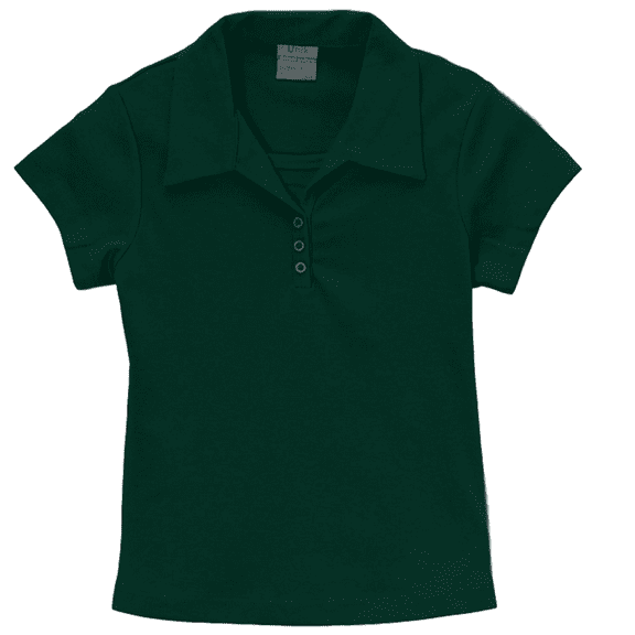 unik Girl's Uniform Triple Button Collar Shirt Short Sleeve, Hunter Green Size 5