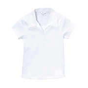 unik Girl's Uniform Triple Button Collar Shirt Short Sleeve, White Size 6