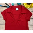thumbnail image 1 of unik Girl's Uniform V-Neck Collar Short Sleeve Shirt, Red Size 5, 1 of 3