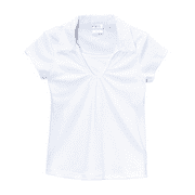 UNIK Girl's Uniform V-Neck Collar Short Sleeve Shirt, White Size 18
