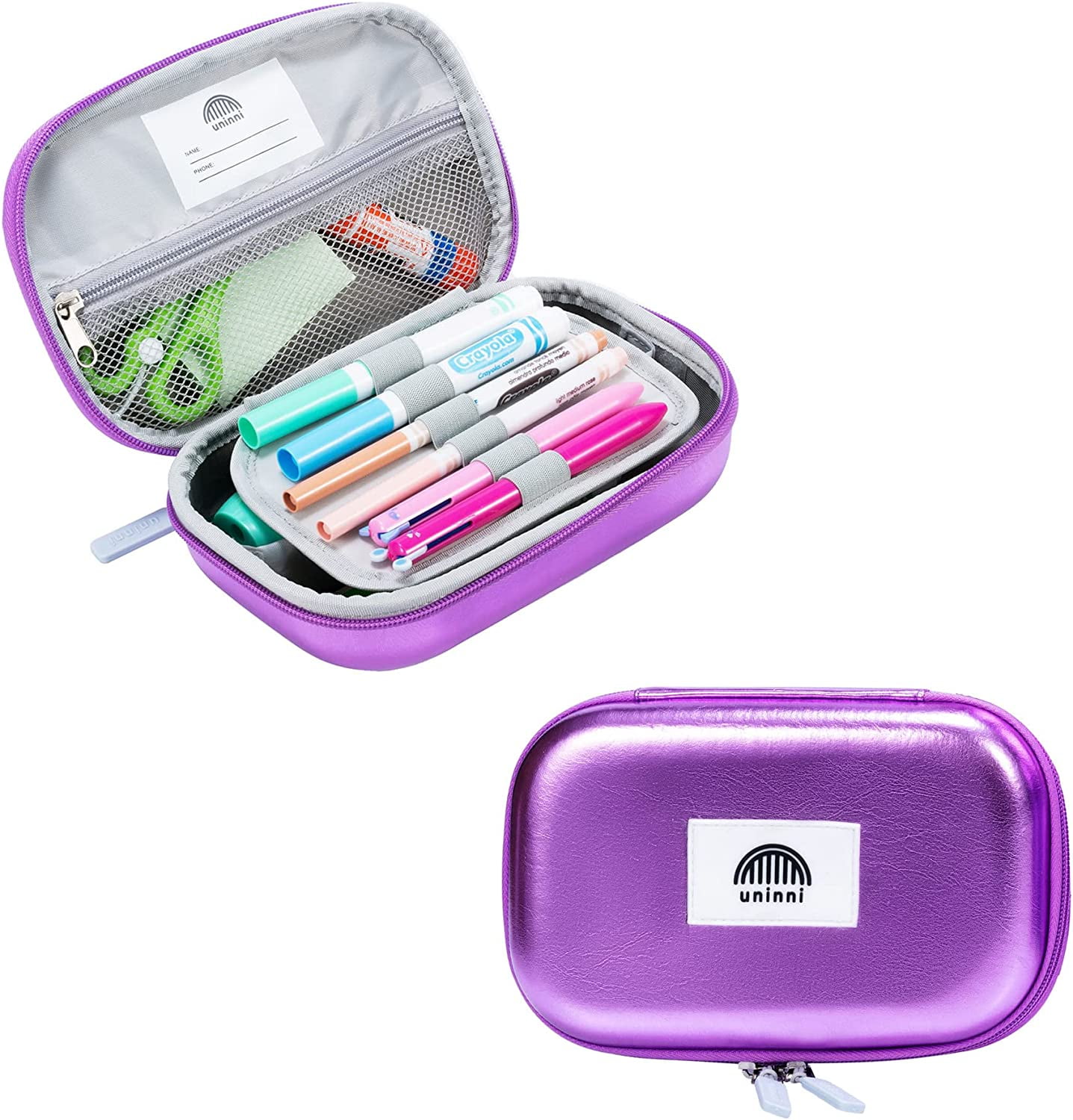 uninni Kids Pencil Case for Boys and Girls with High-Capacity Storage -  Metalic Lilac 