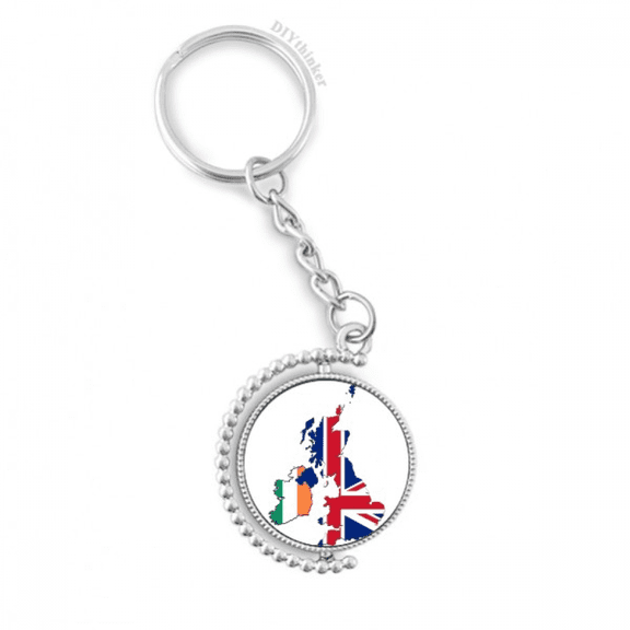 union jack uk britain irland map country rotatable keyholder disc accessories chain clip