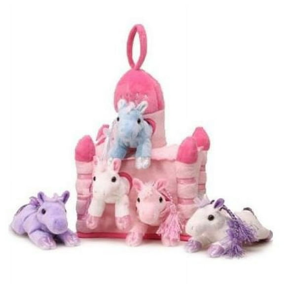 unipak 11 inch pink castle house w/ mini stuffed animals