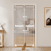 Unipaws Metal Extra Tall Cat Gate with Lockable Doors, Adjustable Width 33.5-37.7, Pressure Mounted Pet Gate