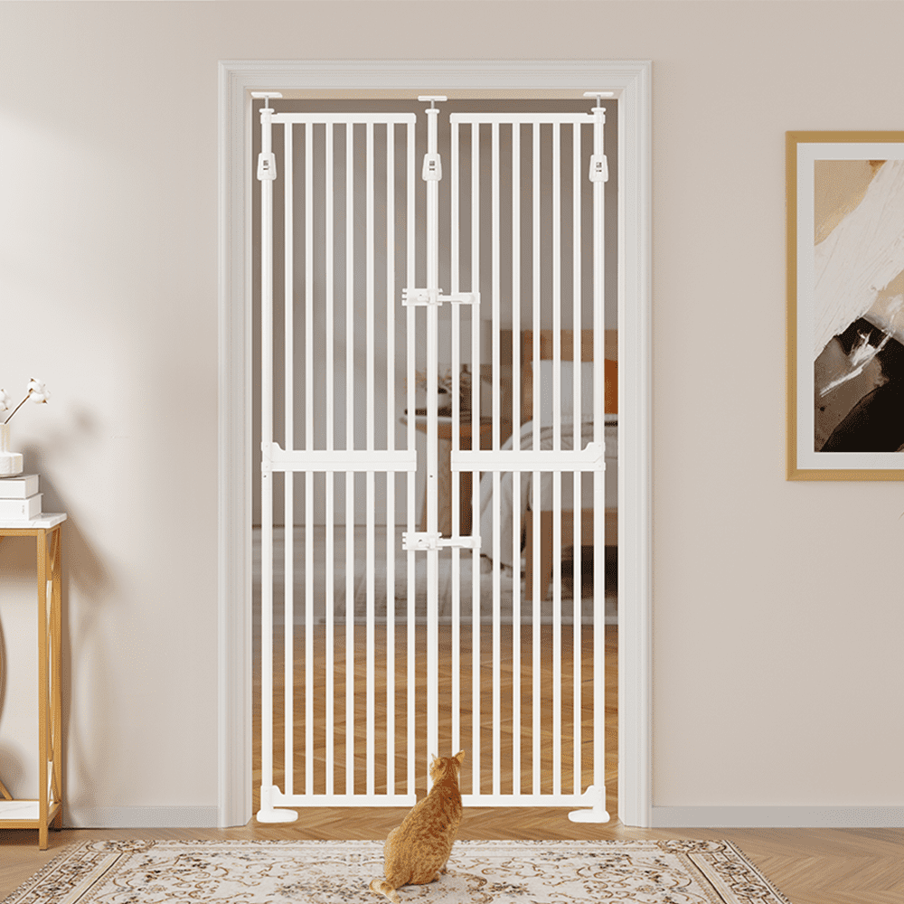 Unipaws Extra Tall Indoor Hallway Cat Pet Gate with Door Locks, 74 Inch ...