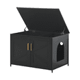 thumbnail image 1 of unipaws Black Top Opening Cat Litter Box Enclosure, Flip Top XL Extra Large Cat Box Furniture,, 1 of 7
