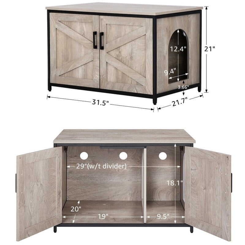 unipaws Cat Litter Box Enclosure with Top Opening, Cat Washroom Bench Multi