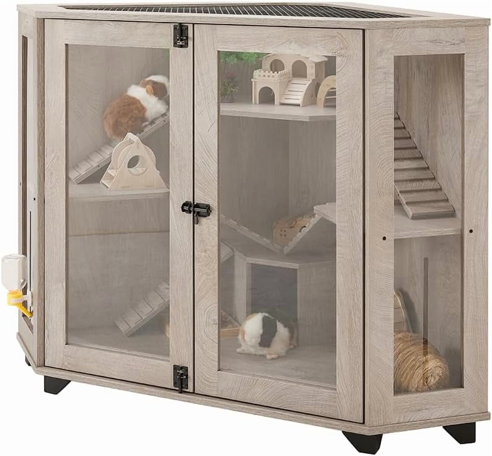 unipaws Chinchillas Cage with Ramp, Rat Cage with House, Hedgehog Cage, Critter Nation Cage for Hamster, Mice, Corner Small Animal Cage