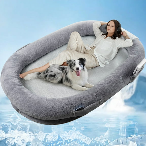 unipaws Cooling Human Dog Bed for Adult, All Season Summer Winter Giant Extra Large Human Size Pet Bed with Removable Cooling Pad
